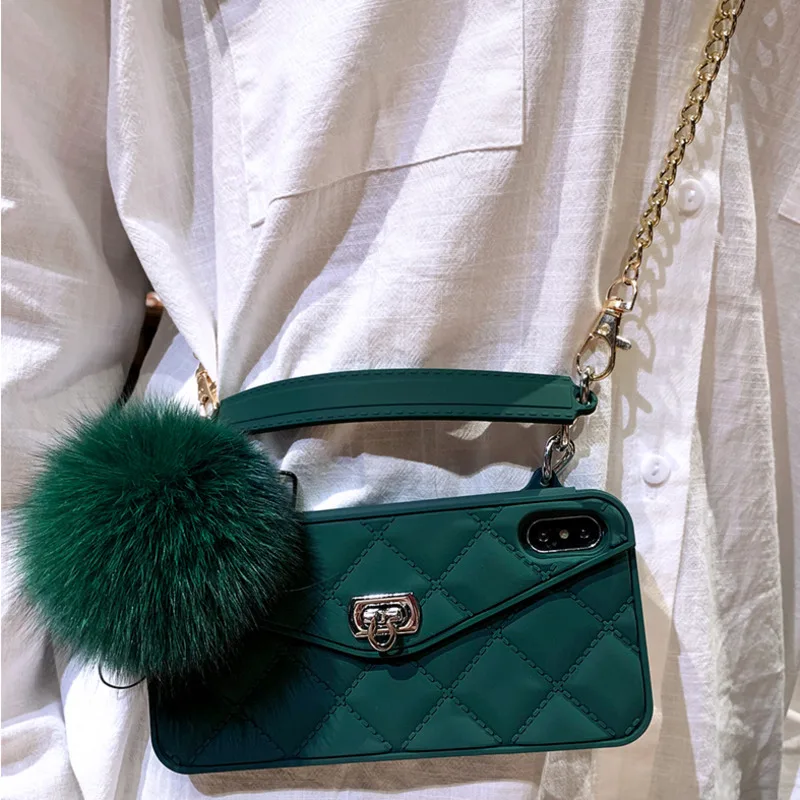 

Luxurious Brand Portable with Fox Hairball Phone Case For IPhone 12 mini 12 Pro Max 11 Pro X XR XS Max 7 8 P For P30 40 Mate30 P