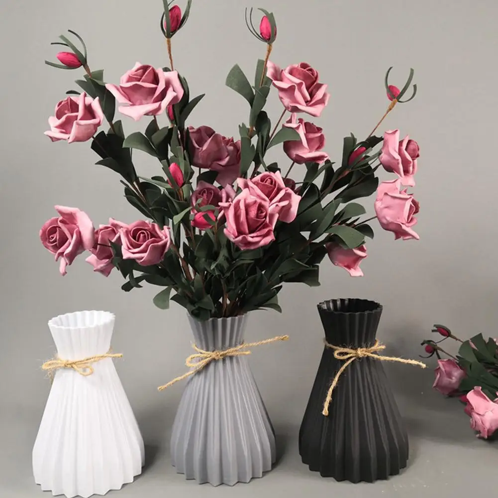 

Modern Plastic Vases European Anti-ceramic Flower Vase Basket Decorations Simplicity Unbreakable Wedding Rattan-like B6H6