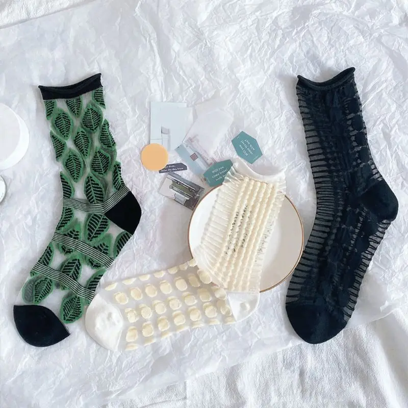 Женские AB нерегулярные жаккардовая матросские носки Harajuku в полоску узор горошек