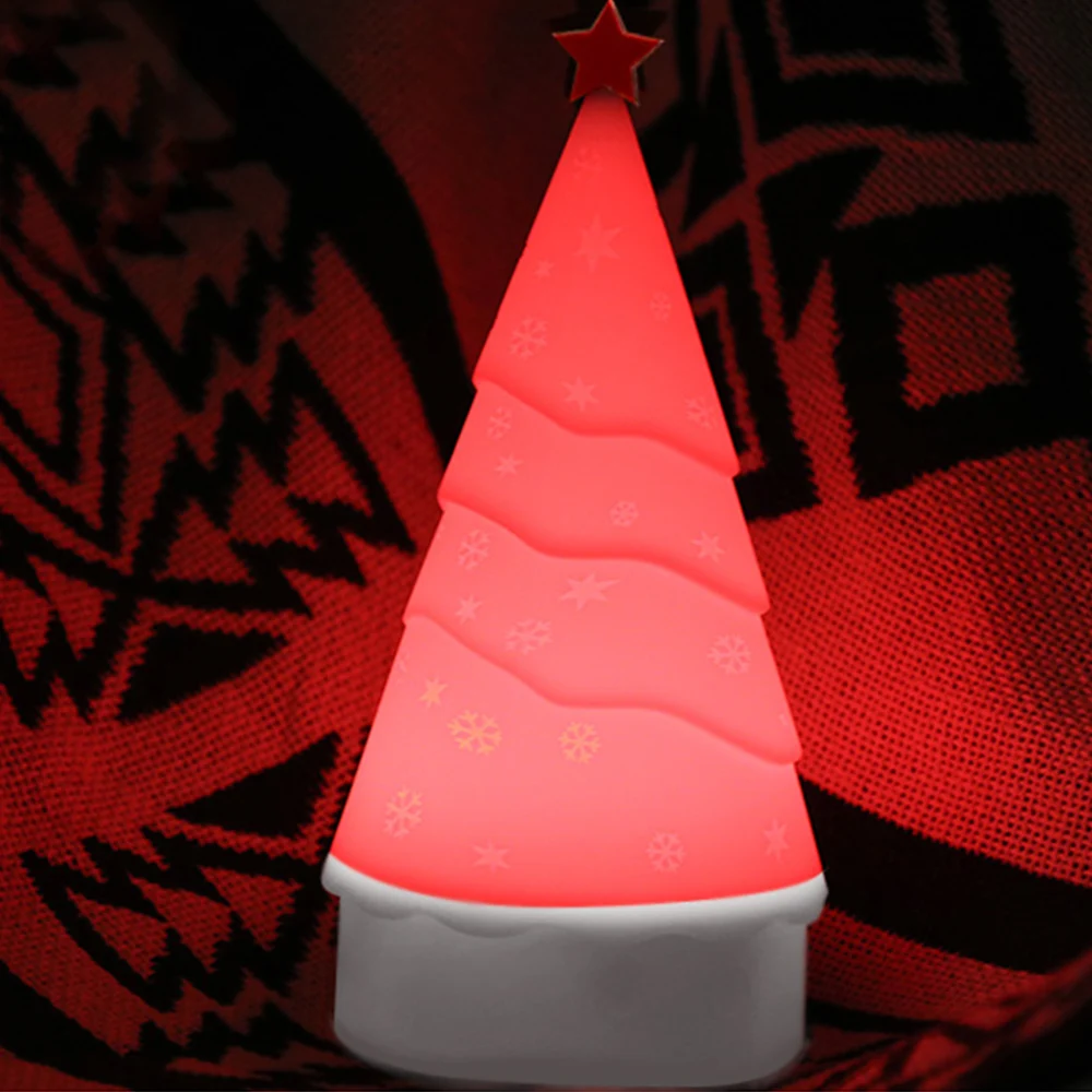 Santa Claus Ligh Christmas Tree Patted Silicone LED Night Light 4 Color Touch Sensor Tap Control Gift for Children Baby Kids O16 | Лампы и