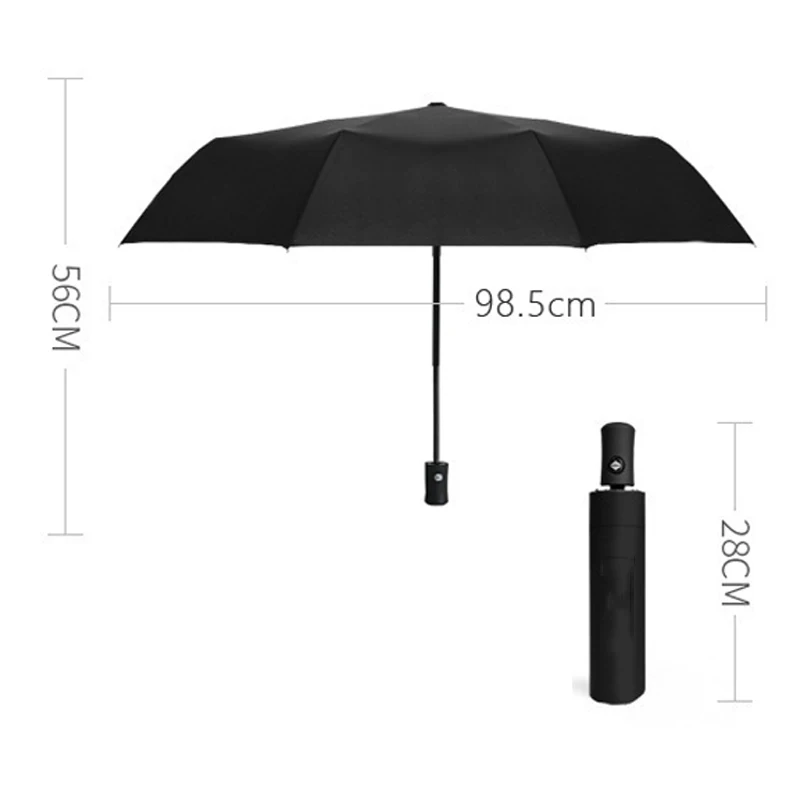 Модный черный складной мужской полностью автоматический зонт для открытия и