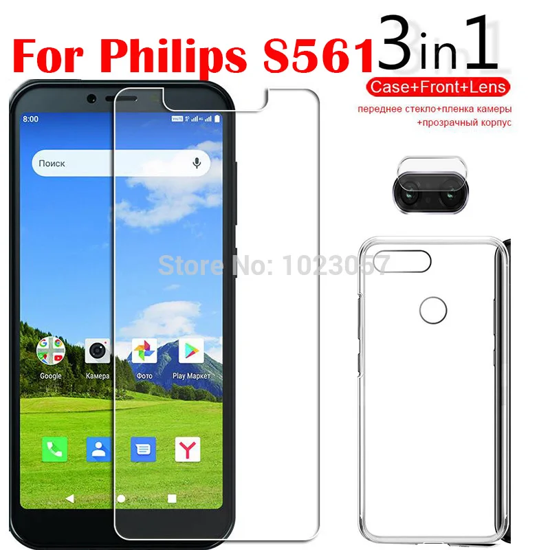 Стеклянный чехол 3 в 1 для Philips S561 S 561 5 45 Защитное стекло экрана полная защита