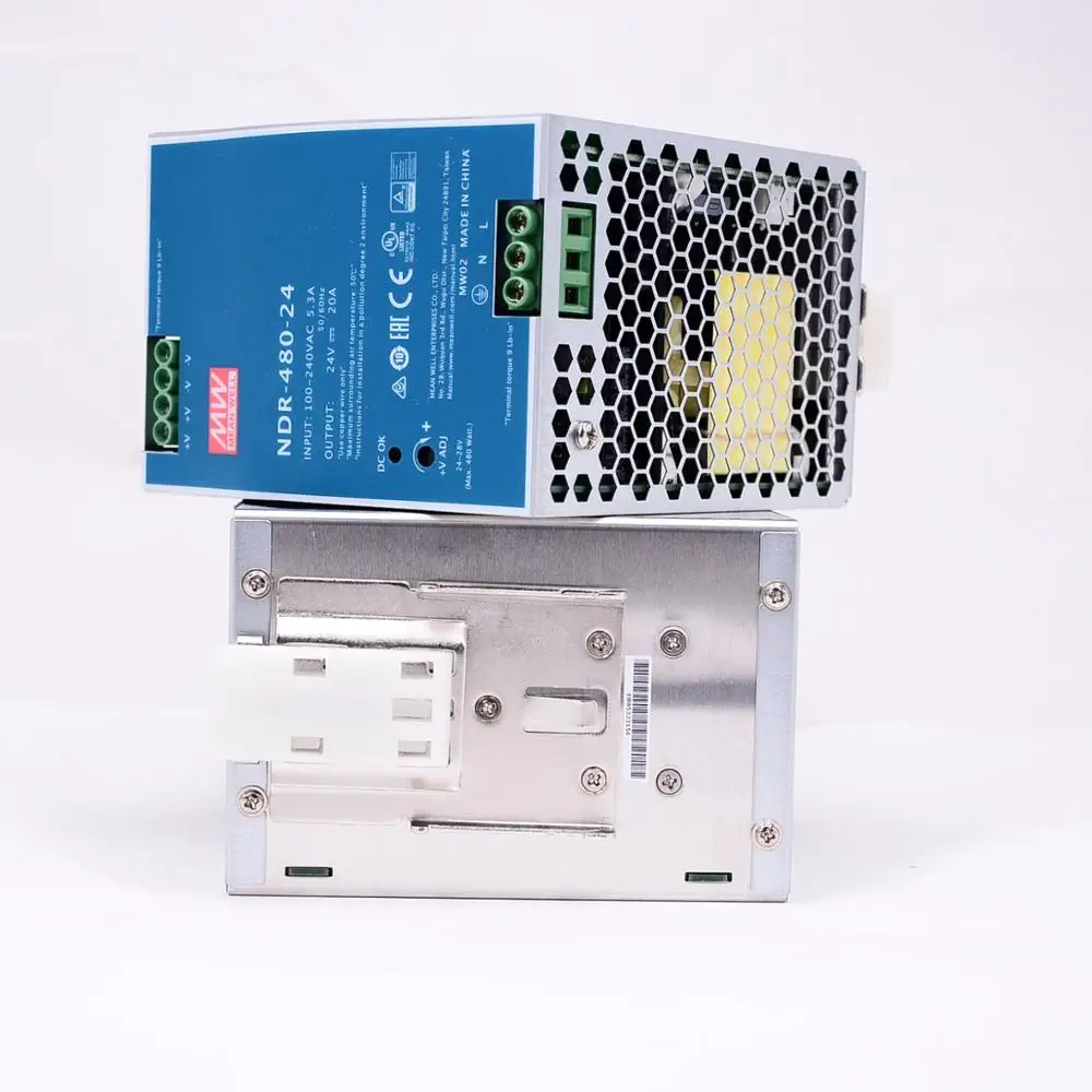 Оригинал Mean Well NDR-480-24 Промышленный источник питания на DIN-рейку с одним выходом 24 В