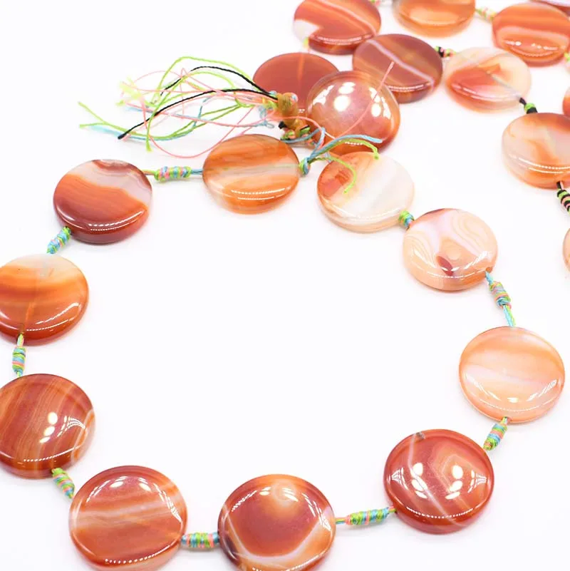 

2strands/lot 29 mm Natural orange glossy round agate For DIY Necklace Jewelry Making Loose 15" Free Shipping