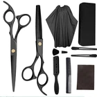 10 шт. набор 6 дюймов черные ножницы для волос с сумкой расческа зажим щетка для стрижки волос парикмахерская стрижка филировочные ножницы парикмахерские ножницы