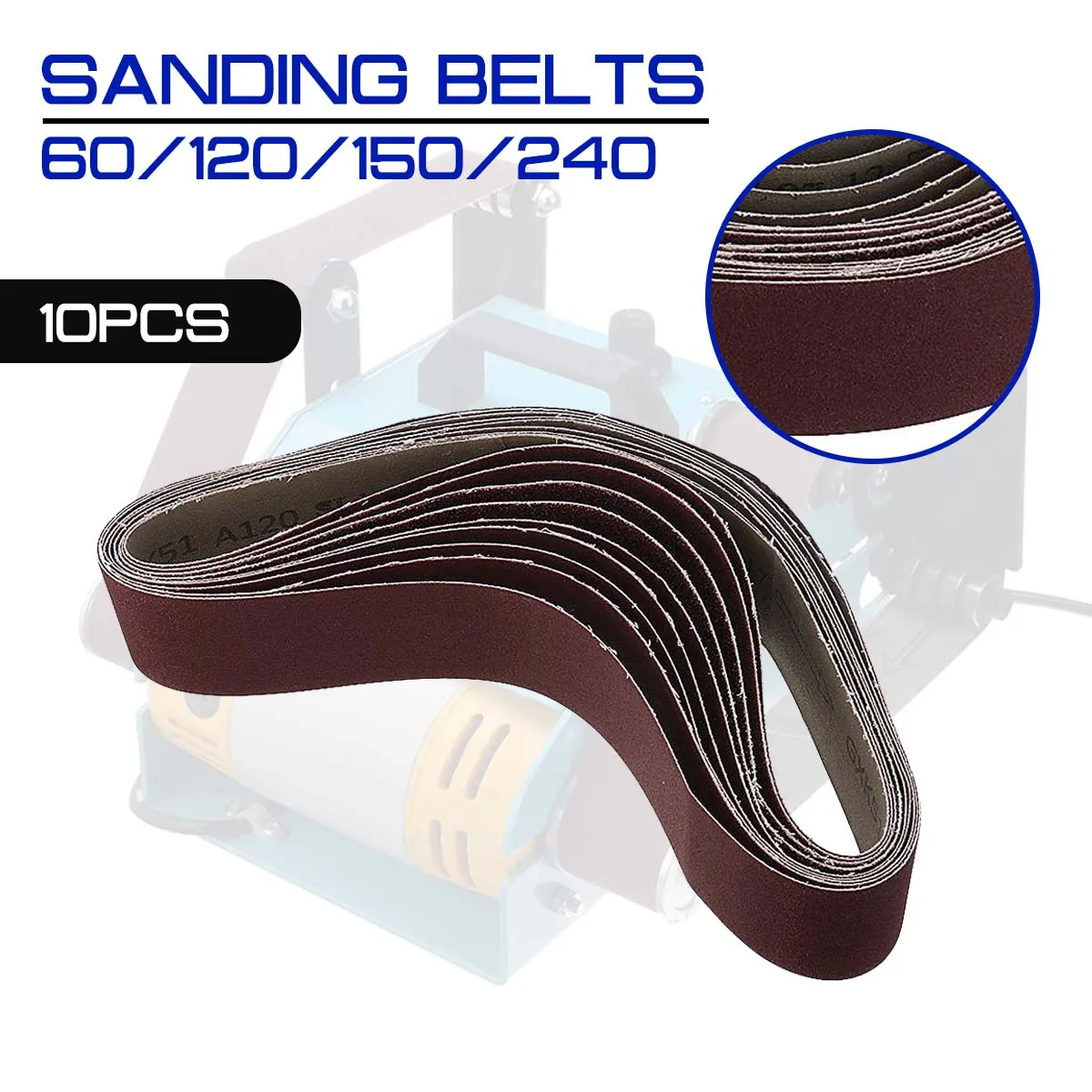 

60/120/150/240 Grit 40mm x 680mm 10pcs Sanding Belt for Grinding Machine of Furniture Stone Steel Metal Wood