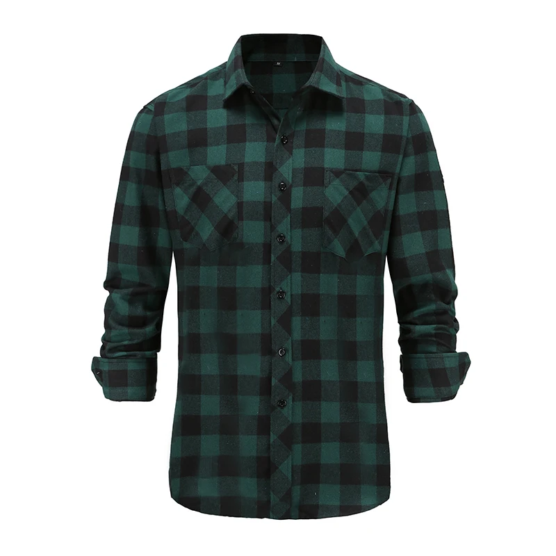 

Men Plaid Shirt Camisas Social 2021 Autumn Men's Fashion Plaid Long-Sleeved Shirt Male Button Down Casual Check Shirt