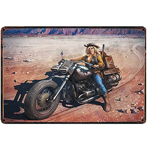 

Free Pintree Original Retro Design, Beautiful Women Traveling on Motorcycles Tin Metal Signs Wall Art | Thick Tinplate Print Pos