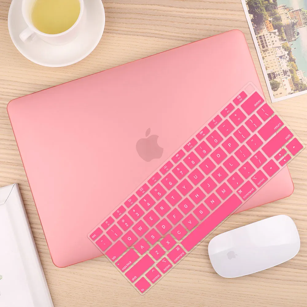 Matte Pink Чехол для ноутбука 4 в 1 для MacBook Air 11, 13 дюймов и Pro retina 13,3, 15,,,, кристально Матовый Жесткий чехол для клавиатуры - Цвет: Matte Pink