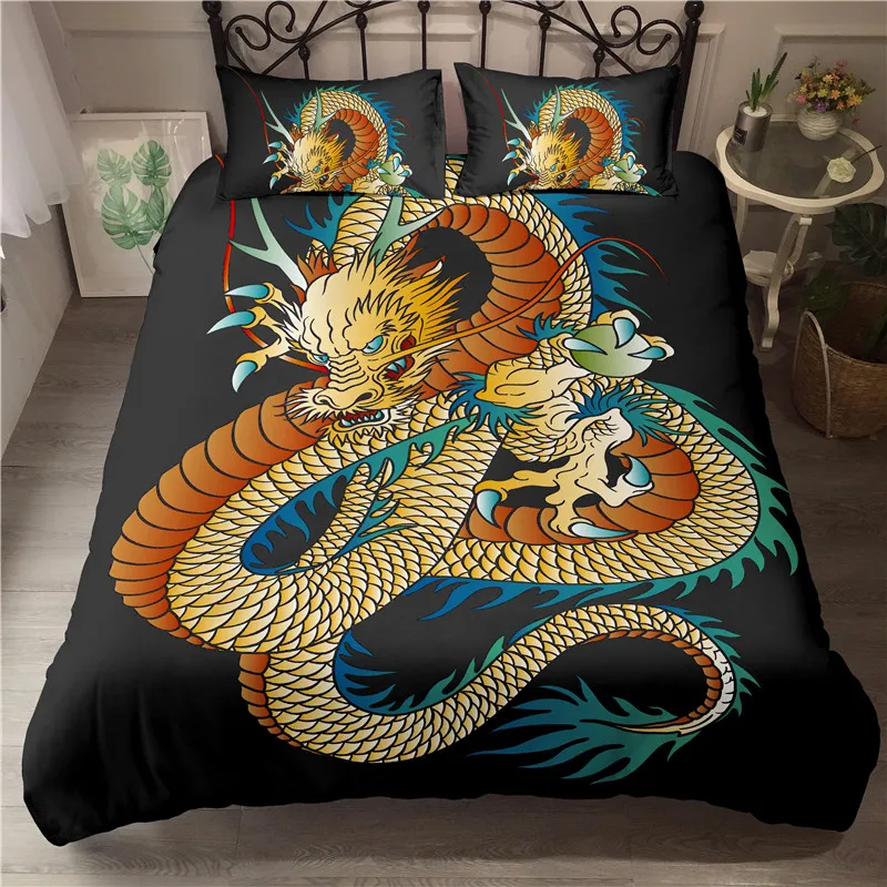 

Oentyo Luxury Duvet Cover King Size Dragon Bedding Set 3d Quilt Cover Se Comforter Queen Twin Full Size Qedspread