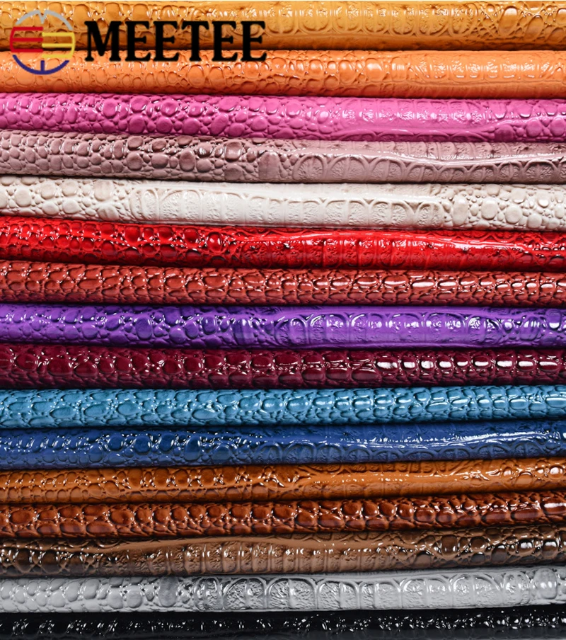 

Meetee 45X140cm 1.1mm Thick PVC Synthetic Leather Fabric for Luggage Wallet Belt Shoes DIY Handmade Crafts Material Decoration
