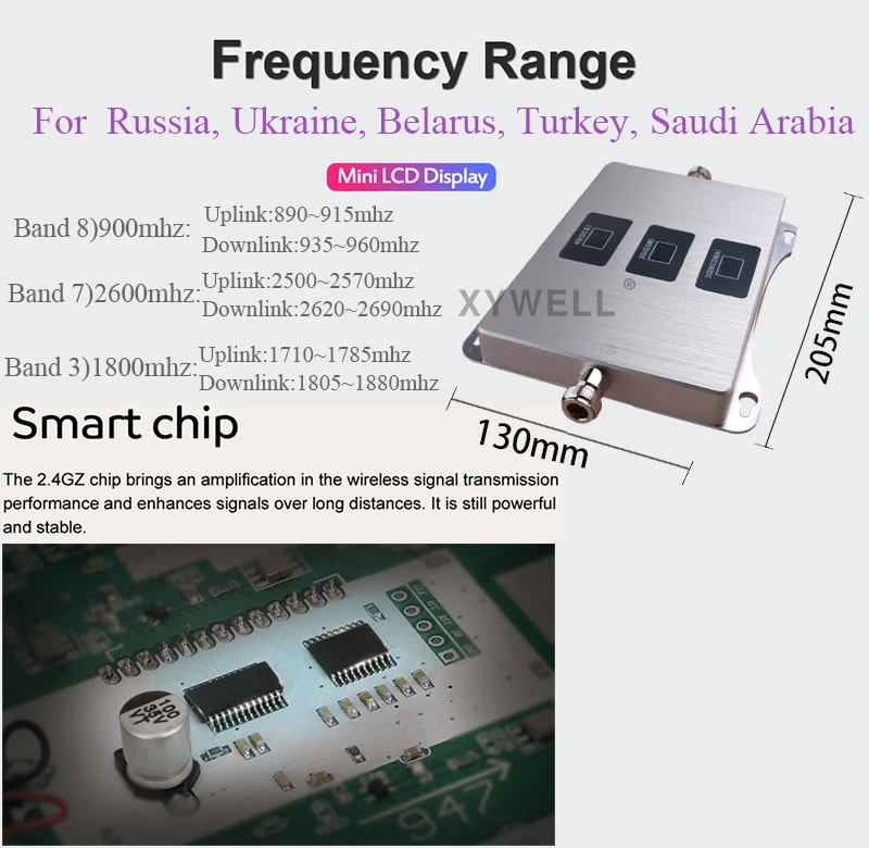 Новинка! Усилитель сотового сигнала 900/1800/2600 МГц GSM 900 DCSLTE 1800 FDD LTE 2600 мобильного 4g