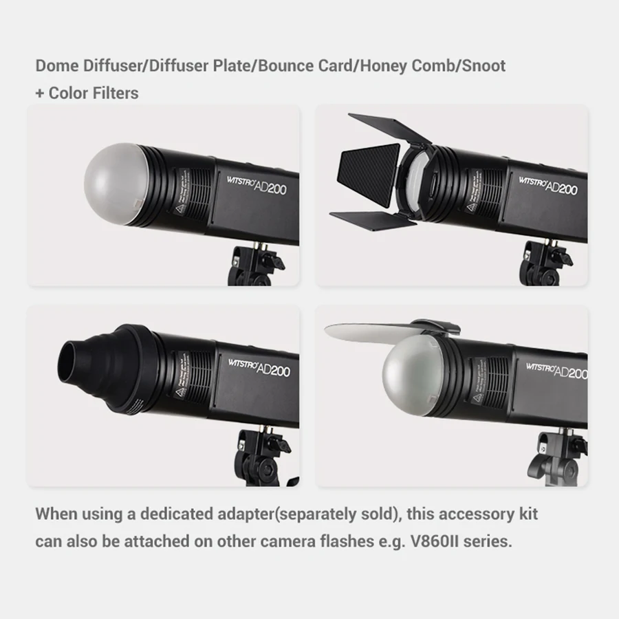 Godox AK-R1 Barn Door Snoot Color Filter Reflector Honeycomb шаровой рассеиватель Kits для AD200 H200R V1 Round Flash Head |