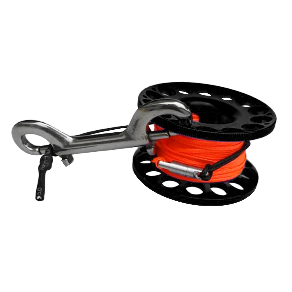 

High Visibility Scuba Diving Aluminum Alloy Finger Reel Spool with 15m Line Bolt Snap for Swimming Diving Equipment Accessories