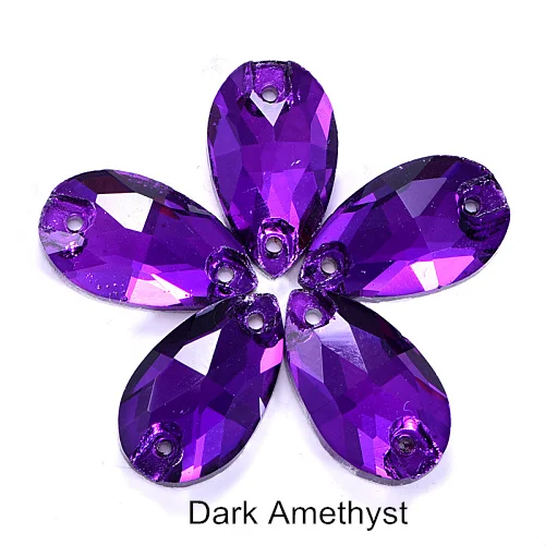 Dark Amethyst Каплевидные стразы, много цветов, пришивные стразы с плоской задней стороной, стеклянные хрустальные каплевидные стразы, свадебное платье F0155 - Цвет: Dark Amethyst