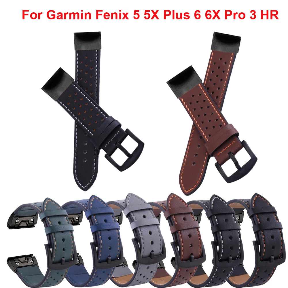 

22/26mm Watchband For Garmin Fenix 6 6X Pro 5 5X Plus 3HR 935 Leather Band Fenix6 Fenix5 Watch Easyfit Wrist Strap Bracelet Belt