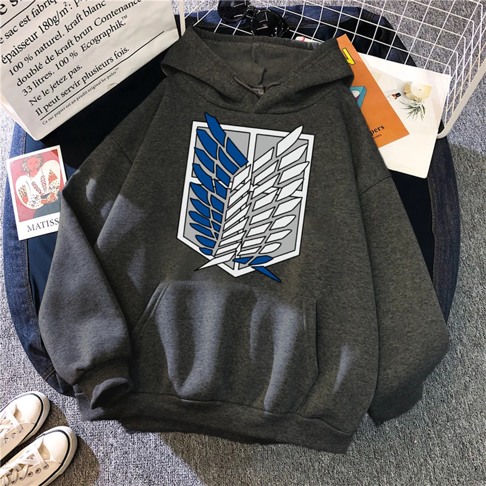 

2021 Spring Autumn Fleece sweatshirt men Hoodies Japan Anime Attack on Titan Print hip hop Loose fitness men's hoodies Pullover