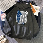 Мужская Флисовая Толстовка, демисезонная свободная толстовка с принтом японского аниме атака на Титанов, для фитнеса, в стиле хип-хоп, 2021