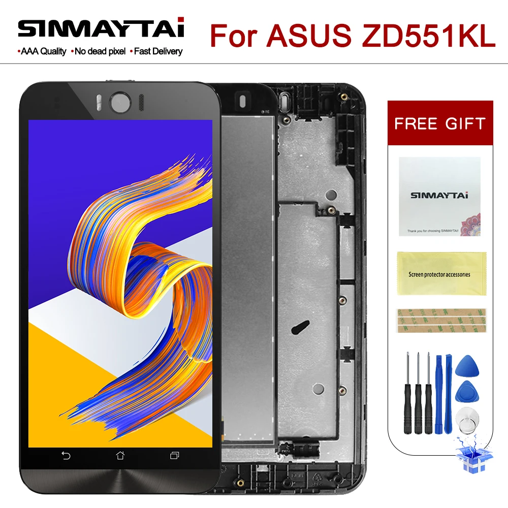 100% тест 5 &quotдля ASUS Zenfone Selfie ZD551KL ЖК дисплей сенсорный экран дигитайзер сборка