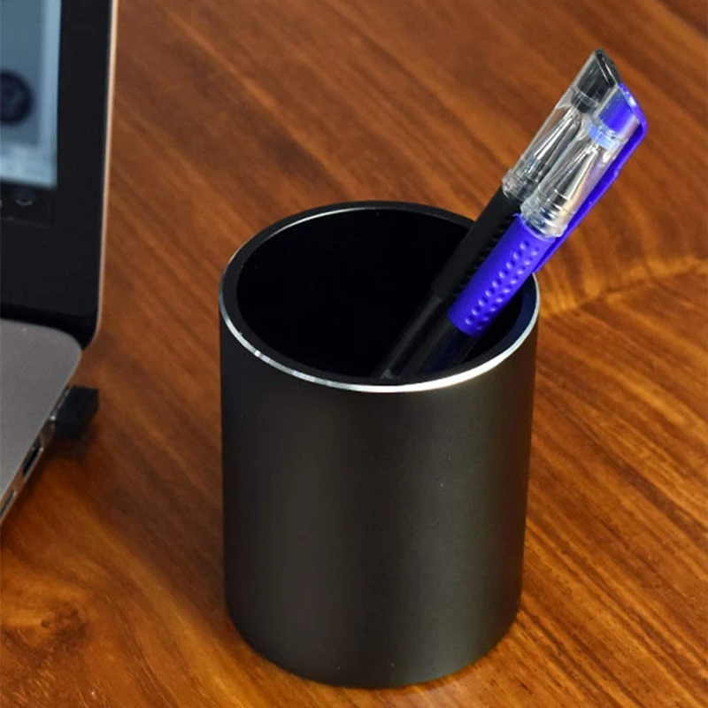 

Round Aluminum Metal Pen Holder,Desktop Cup Storage Box Organizer,Makeup Brush Holder,for Office,School,Family,Children