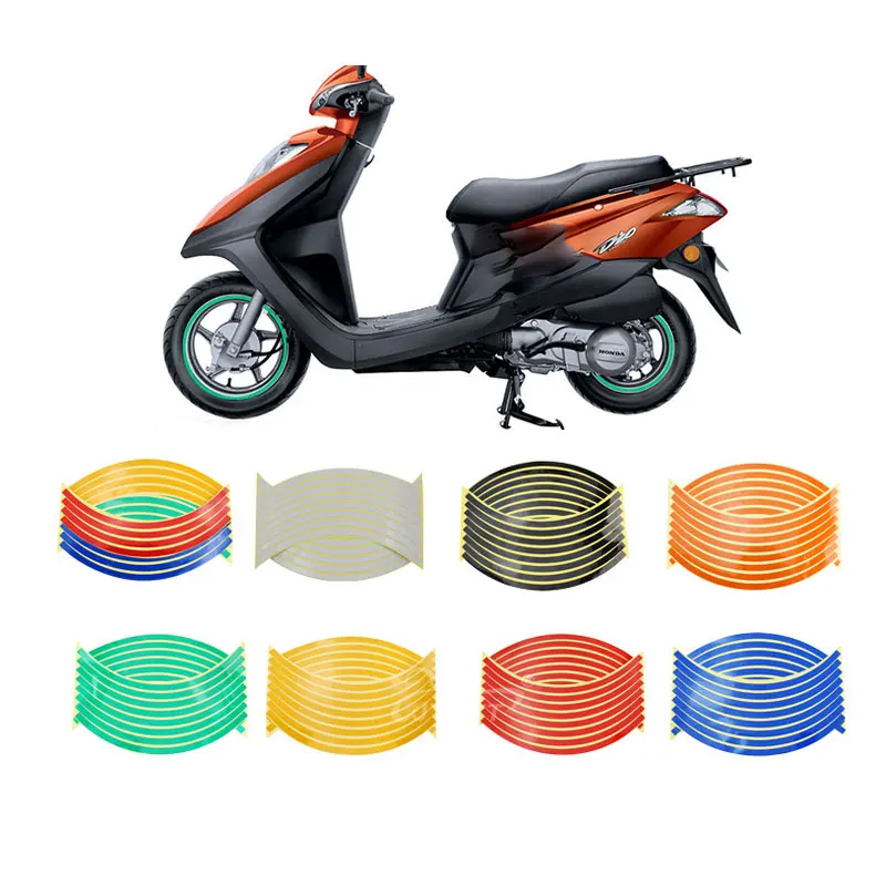 

16PCS/Set Electric Motorcycle 12 Inch Wheel Decoration Hub Steel Ring Sticker Battery Car Moto Automobile Rim Reflection Sticker