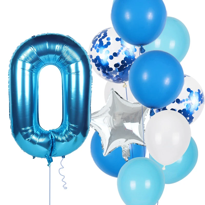 

Baby shower Blue balloon kit Number ballons Boys birthday party decoration kids Latex baloons Foil digital globos 123456789 old