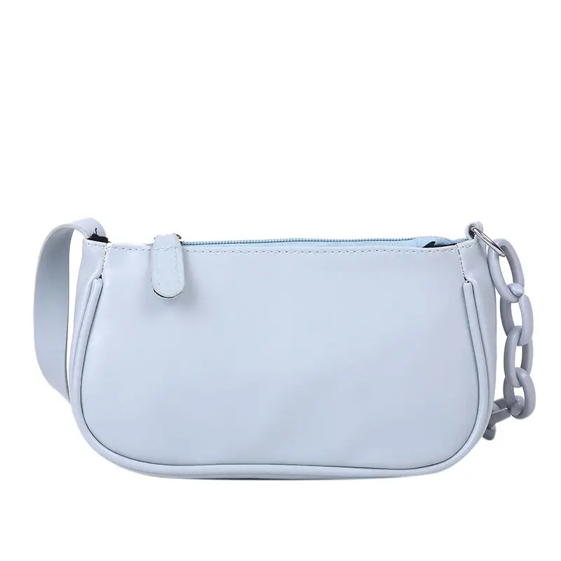 

Soft PU Leather Women Baguette Underarm Bag Fashion Chain Ladies Small Hobos Shoulder Bag Simple Female Clutch Purse Handbags