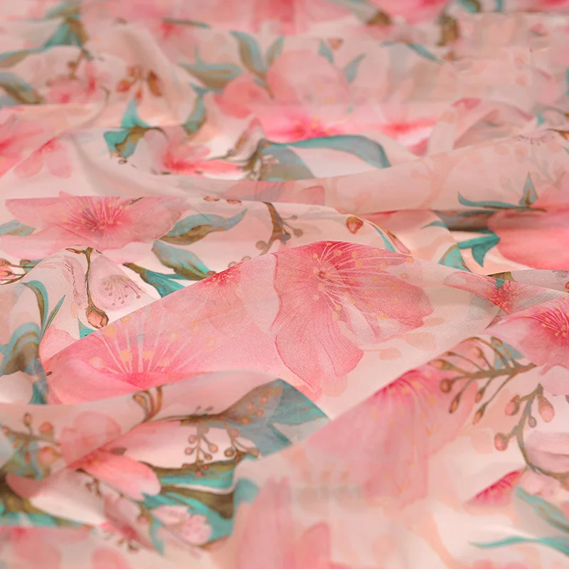 

130cm fragrant dust peach light silk fabric silk fabric dress women spring