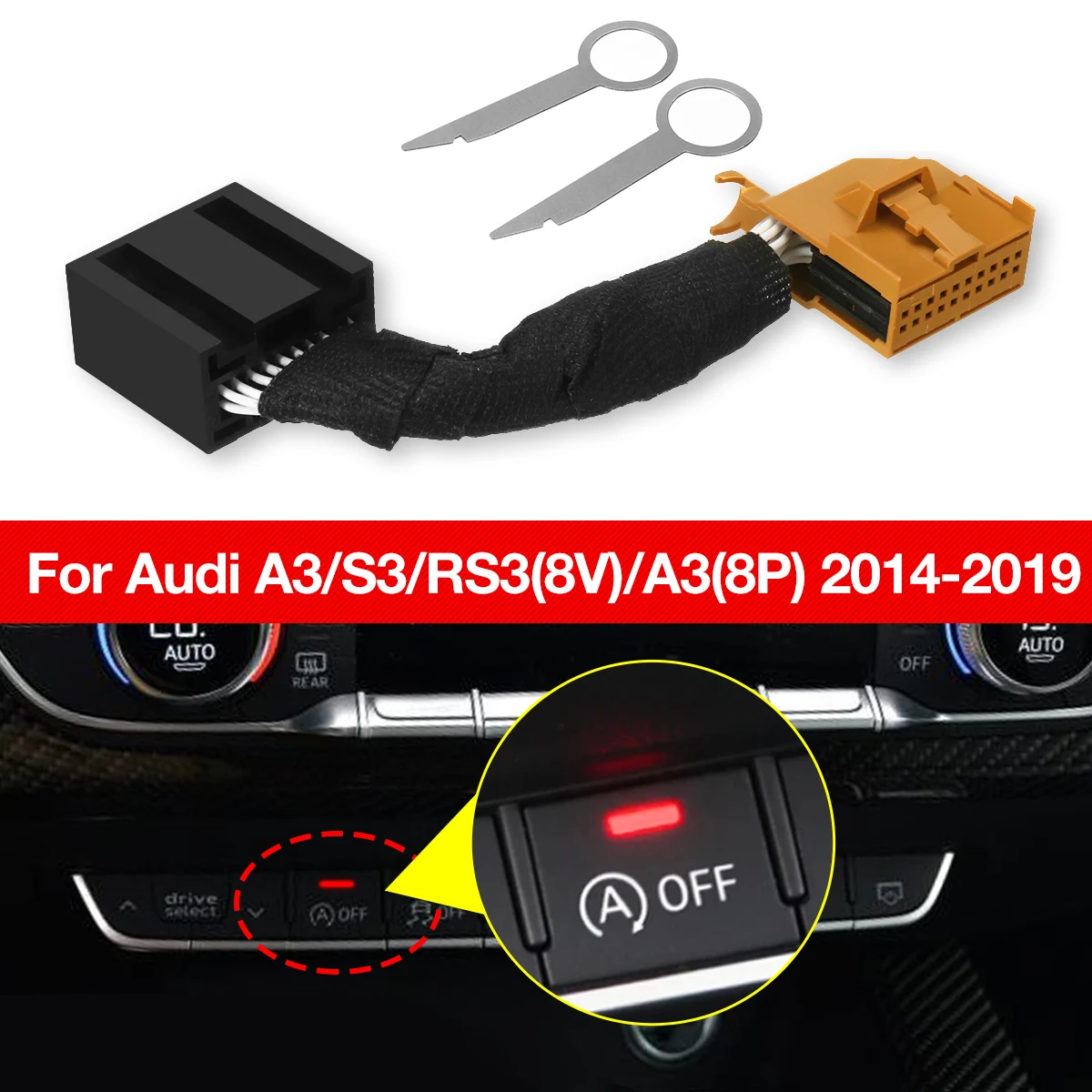 

For Audi A3/S3/RS3(8V)/A3(8P) 2014-2019 Automatic Stop Start Engine System Off Device Control Sensor Plug Stop Cancel
