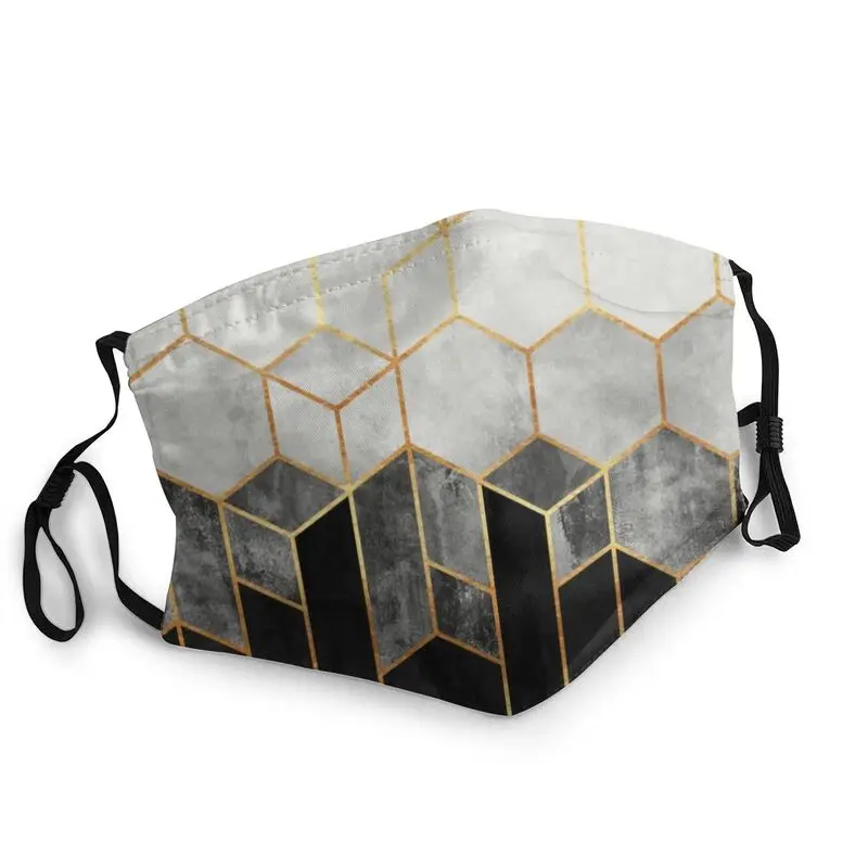 

Charcoal Hexagons Non-Disposable Face Mask Abstract Geometric Pattern Dustproof Protection Cover Respirator Mouth-Muffle