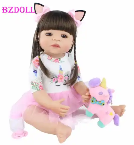 55 см полный Силиконовый Reborn Baby Doll игрушка для девочки новорожденная принцесса малыш живые Младенцы Bebe классический Boneca Bathe детская игрушка ...