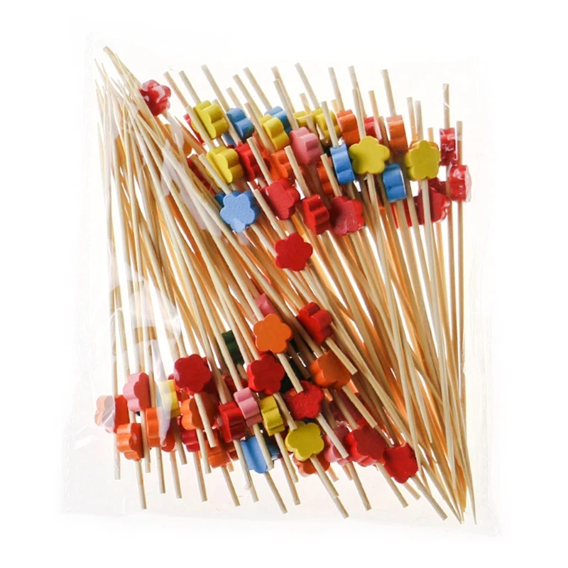 

100pcs 12cm Disposable Bamboo Fork Buffet Fruit Desserts Pick Skewer Food Cocktail Sandwich Stick Party Supplies