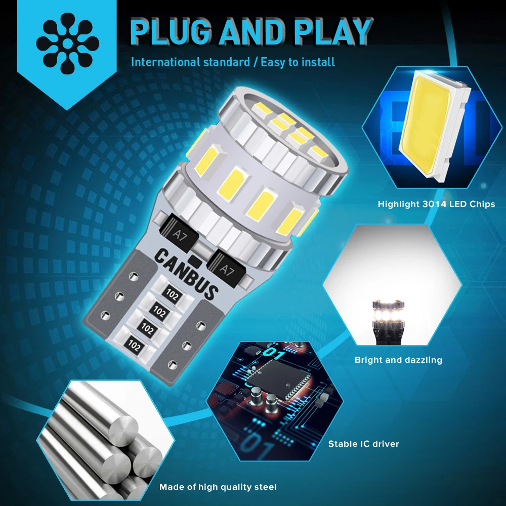 10x LED T10 W5W 194 Canbus безошибочный автомобильный светильник для Nissan Qashqai Leaf X Trail Note Tiida
