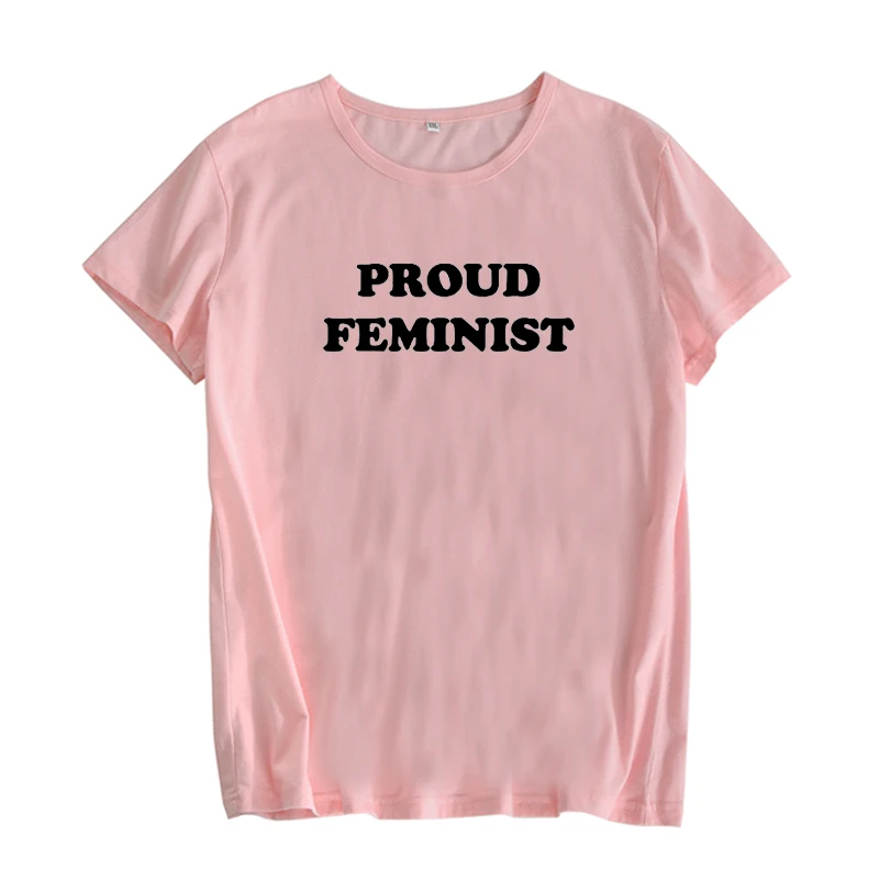 Proud Feminist T Shirt 2018 New Arrival Text Printed Hipster Women tshirt Harajuku Slogan Tee Femme Black White | Женская одежда