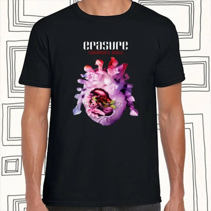 Erasure Tomorrow's World Album логотип мужская Черная Футболка размер S M L XL XXL XXXL| |