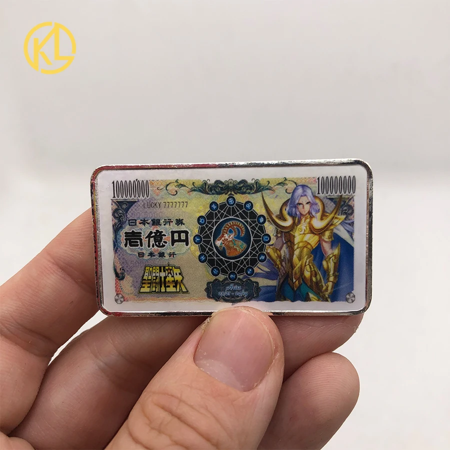 50X12 Дизайнов счастливая японская аниме Saint Seiya Yen банкнота Серебряная панель для