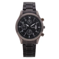new fashion men quartz watch stainless steel watchband black watch date business luxury male clock relogio masculino