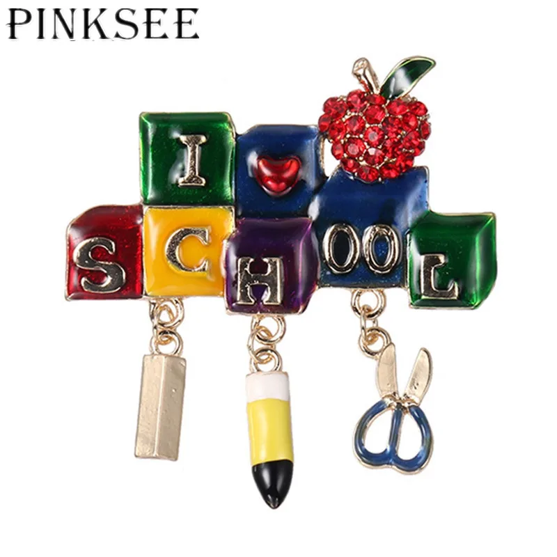 Pinksee милые красные хрустальные яблоки эмалированные ножницы в форме сердца