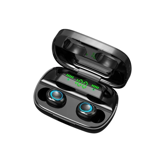 Черный TWS Bluetooth 5,0 наушники IPX5 водонепроницаемые наушники светодиодный дисплей спортивные Беспроводные наушники с зарядным устройством 3500 мАч для xiaomi - Цвет: Черный