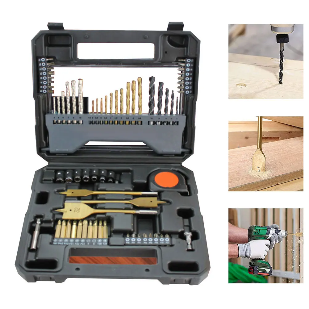 

Набор комбинированных сверл, 70 шт., спиральные сверла с чехлом для хранения, для дерева, металла, пластика, сверла для древесины, сверла для к...