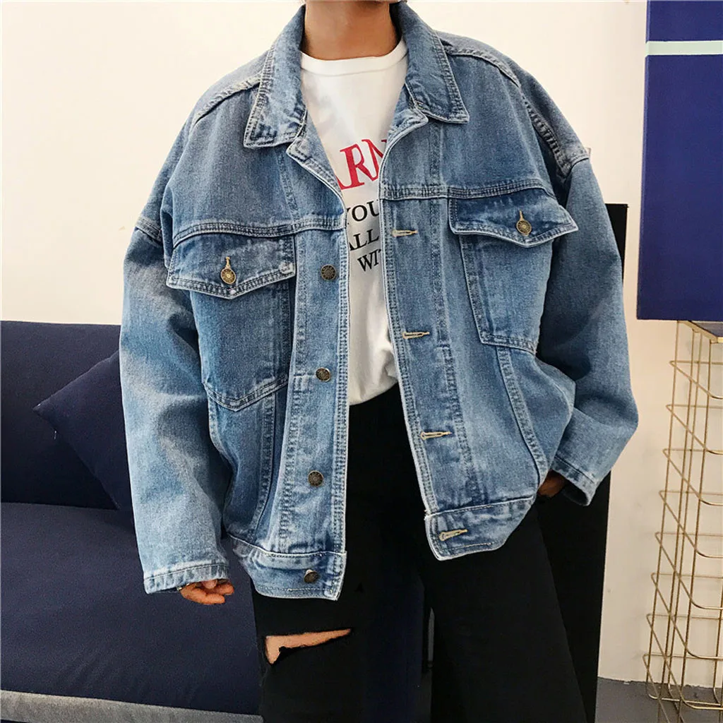 

Women Boyfriend Style Jeans Coat Retro Oversize Cowboy Denim Loose Casual Jacket куртка женская