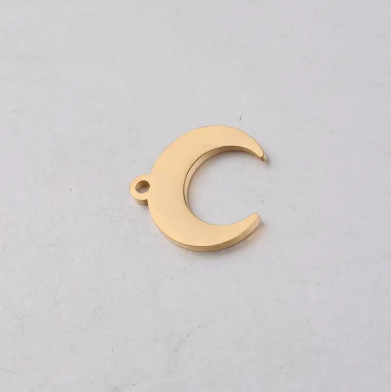 gold color 5 шт./лот зеркальная полировка из нержавеющей стали Луна Подвески Кулон полумесяц DIY ожерелье Поиск ювелирных изделий из браслетов аксессуары - Окраска металла: gold color