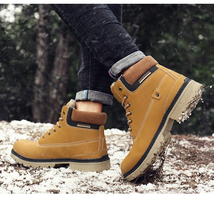 Men Snow Boots With Fur Winter Warm Outdoor Shoes Mens Sneakers Non-slip Rubber Ankle Boots Waterproof Botas De Hombre Warm Shoe