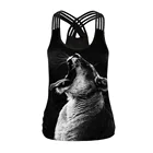 Женский спортивный жилет с 3D-принтом льва, Быстросохнущий Тонкий Топ для тренировок в тренажерном зале для девушек, майка с перекрестными лямками для бега, блузка