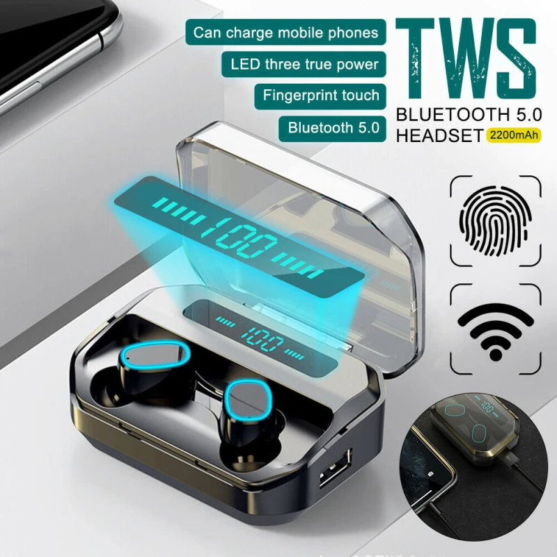 

TWS беспроводные Bluetooth V5.2 наушники, беспроводная гарнитура, наушники-вкладыши с шумоподавлением, наушники-вкладыши с длительным временем ожи...