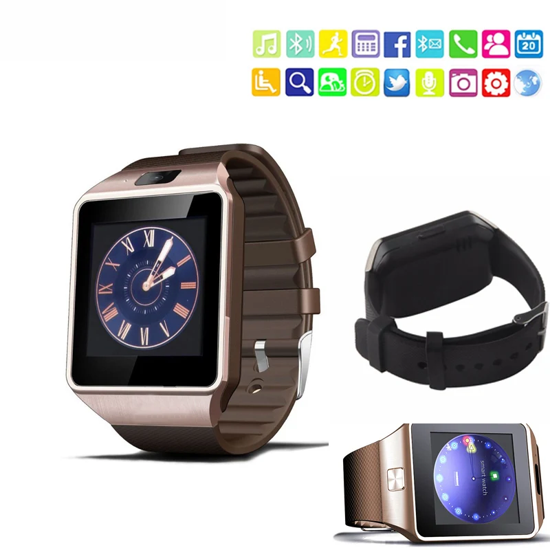 Bluetooth Смарт часы с слотом для sim карты Push messageach камера Android телефон DZ09 спортивные