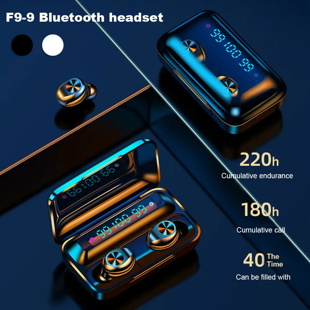 F9-9 TWS Беспроводные Bluetooth 5 0 наушники с сенсорным управлением 9D стерео Спорт