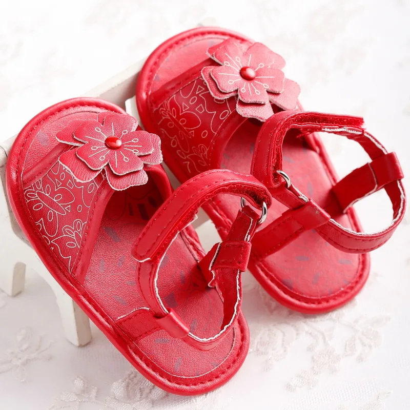 

Summer female infant baby girl totem solid color flowers soft bottom casual shoes children's shoes