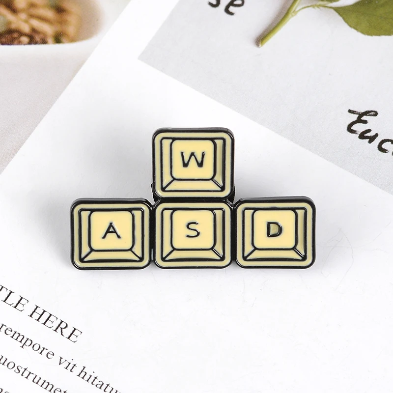 Gaming Keyboard WASD Enamel pin Daily Supplies Brooch for Game lovers Women Men Bag Clothes Lapel Pin Metal Computer icon Badge | Украшения