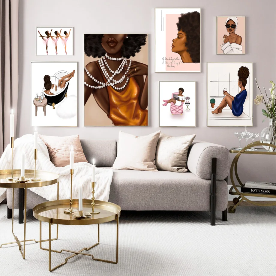 Настенная картина с изображением девушки танцующей во время праздника черная